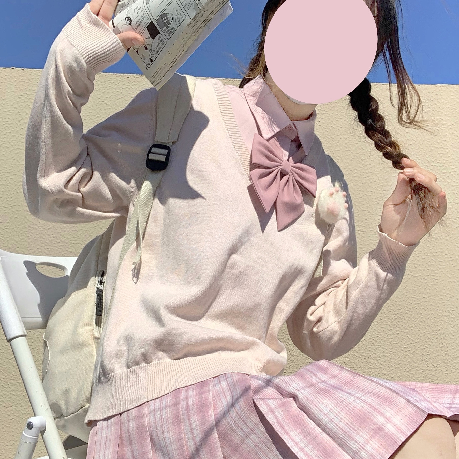 new lakeshindek jk制服s羽根纯色斜角学生领结西服水手服毛衣配饰