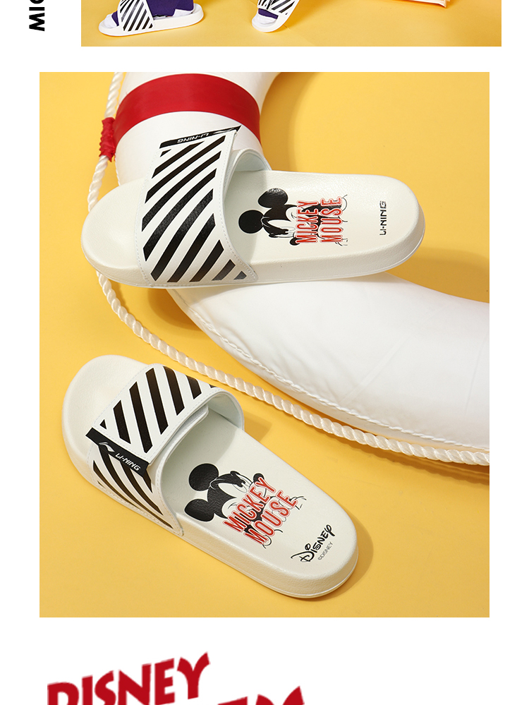 李宁迪士尼米奇联名款女子轻便潮流拖鞋agaq0241