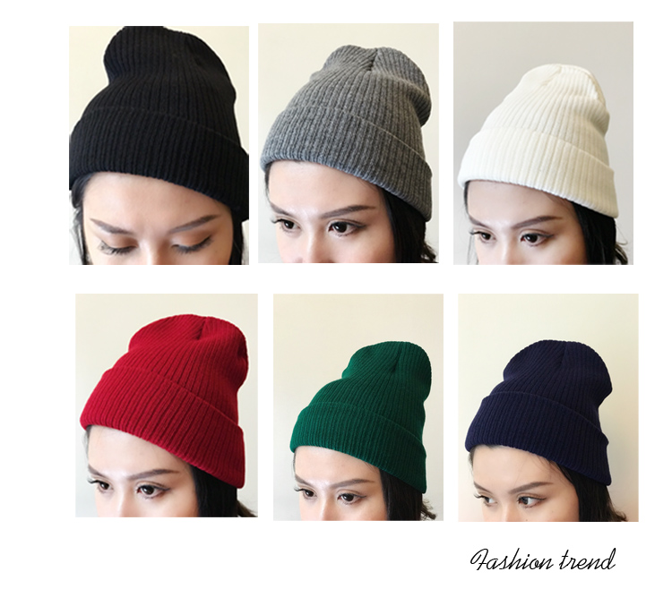 人气韩版圆顶头ins潮嘻哈卷边针织雅痞帽男女冷帽月子毛线地主帽墨斗