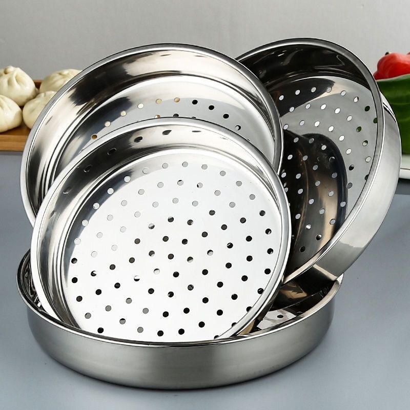 《不锈钢蒸盘厨房家用圆盘圆形果盘沥水盘加深冲孔漏盘蒸包蒸饺盘 28