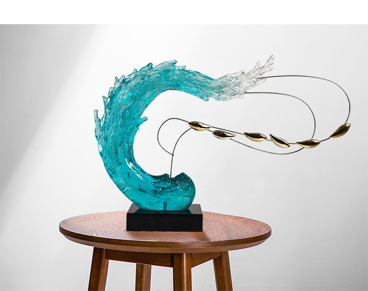 礼氏嘉轻奢水浪花塑艺术大摆件客厅电视柜高档家居装饰品玄关摆件