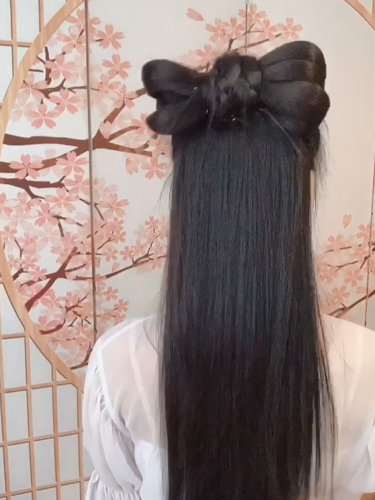 汉服假发包三环发髻全发丝软发环蝴蝶发包古装假发包后压造型 你那么