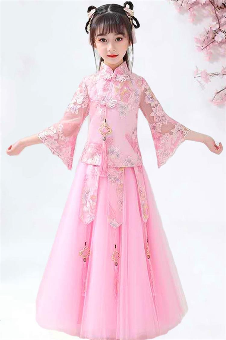 汉服女童秋冬超仙公主裙唐装拜年礼服小女孩套装儿童古装连衣裙夏j8