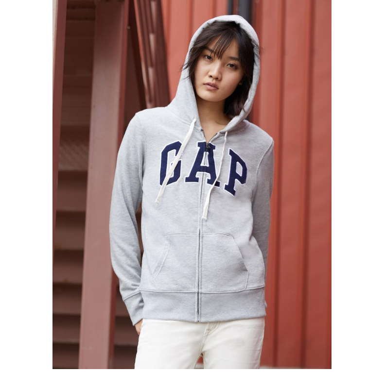 gap女装加绒时尚卫衣496308仿羊羔绒连帽衫女士宽松外套潮