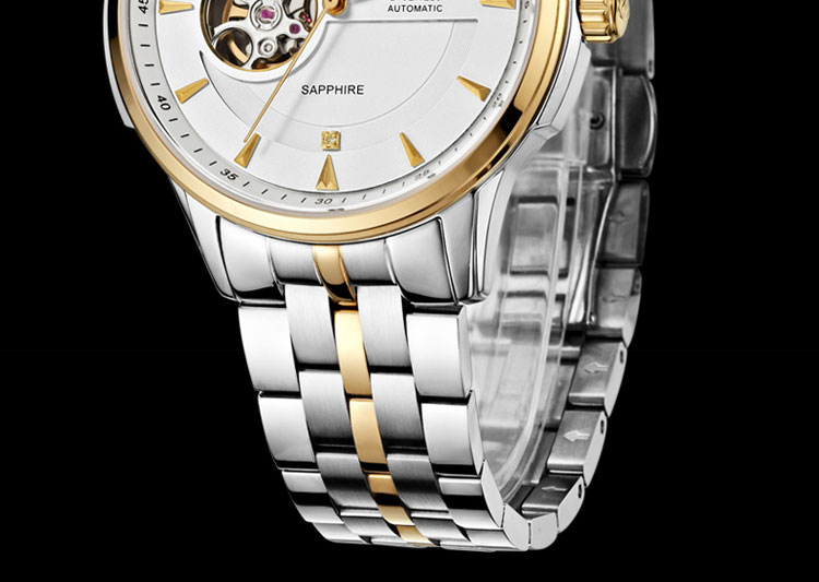 卡斯诺cenxino自动机械表男士手表商务精钢表带都市时代系列自动机械