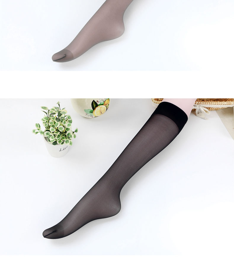 10双装中筒袜女夏半截腿袜超薄细腻中统丝袜包芯丝浅咖10双包芯丝