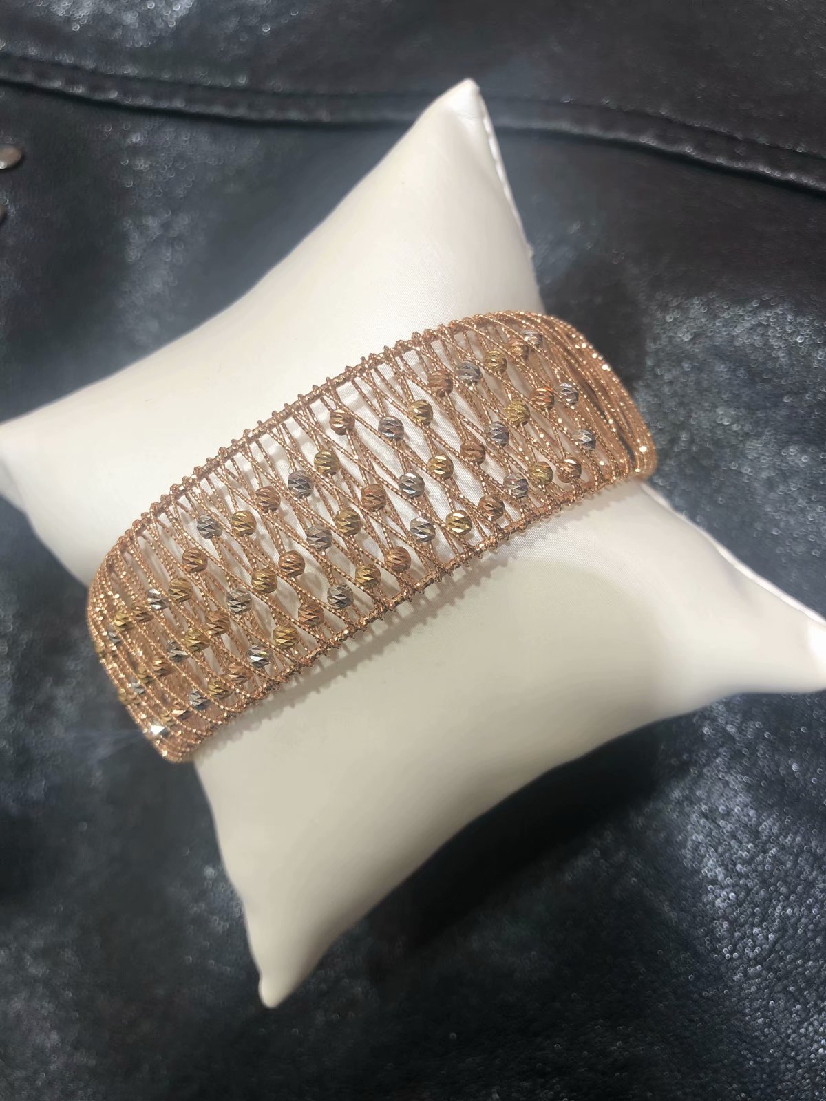 重工18k彩金拔丝工艺手镯