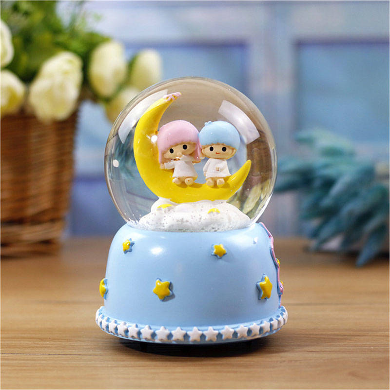 角兽水晶球音乐盒摆件生日礼物少女宿舍八音盒女孩学生礼品粉kk小熊