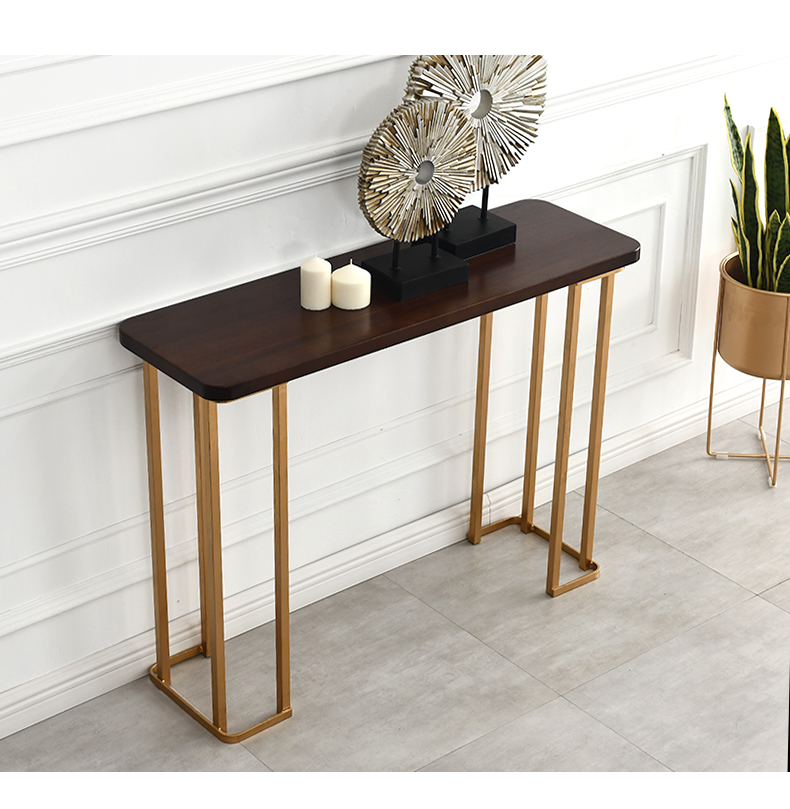 杞沐北欧玄关台简约现代靠墙玄关柜窄边桌长条玄关桌子铁艺实木玄关桌
