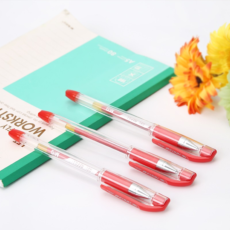 晨光mgk37中性笔极细笔尖规格038mm红色12支盒单盒装