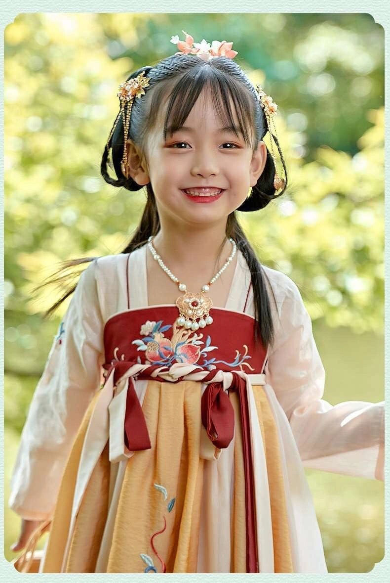 三多女童汉服儿童中国风古装超仙唐装襦裙飘逸小女孩连衣裙春夏装