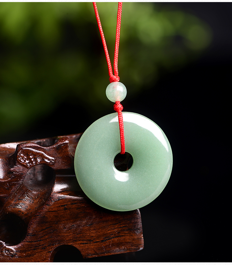 istone石头记财源滚滚绿东陵玉吊坠平安扣玉坠男女项链挂坠