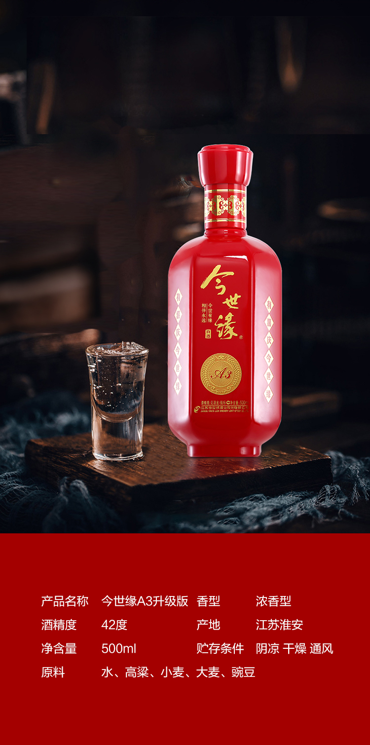 今世缘a3 升级版 42度500ml*6 箱装白酒整箱 婚庆喜酒 亲朋小聚_历史