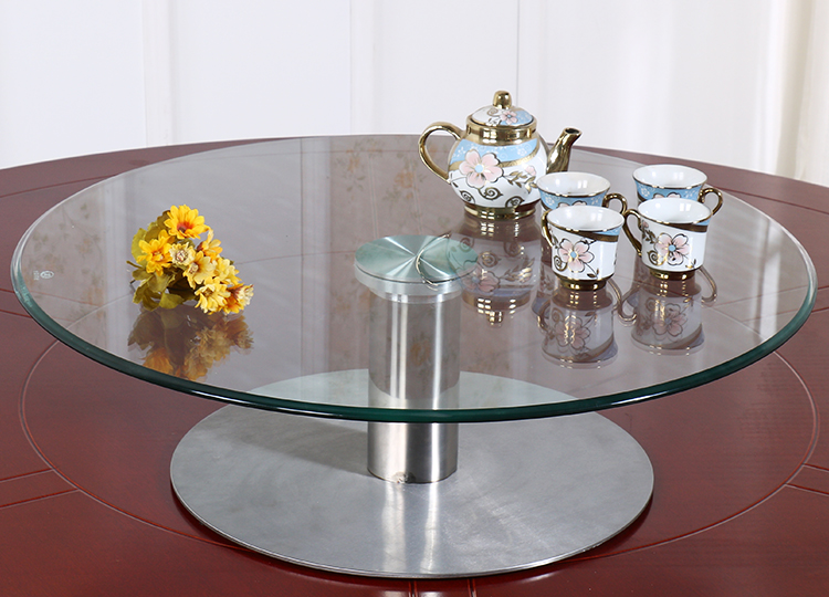 2019新款家具加高玻璃转盘钢化酒店餐桌转盘圆形双层转盘定制 上50cm