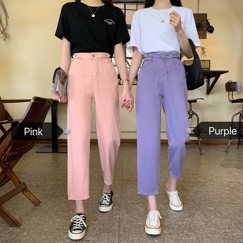 2020夏季新款闺蜜装裤子高腰显瘦宽松牛仔裤网红百搭直筒九分裤女