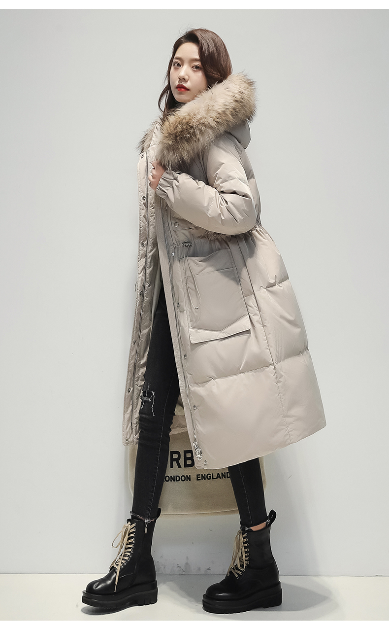 雪中飞女装秋冬新款女过膝长款大貉子毛领加厚保暖羽绒服女