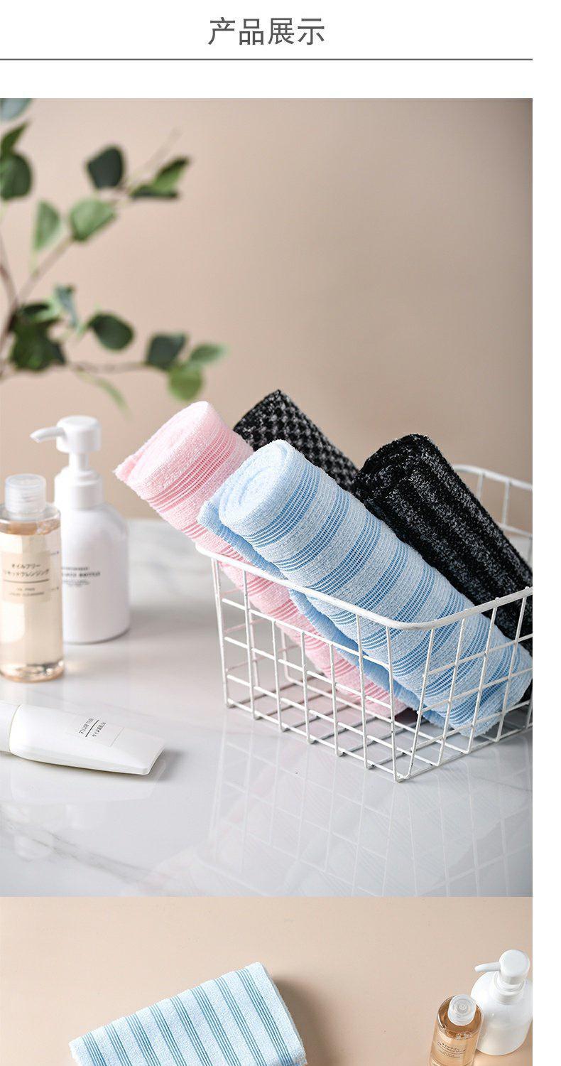 日本长条搓澡巾拉背条强力搓泥家居洗澡神器沐浴搓背男女成人浴球蓝色