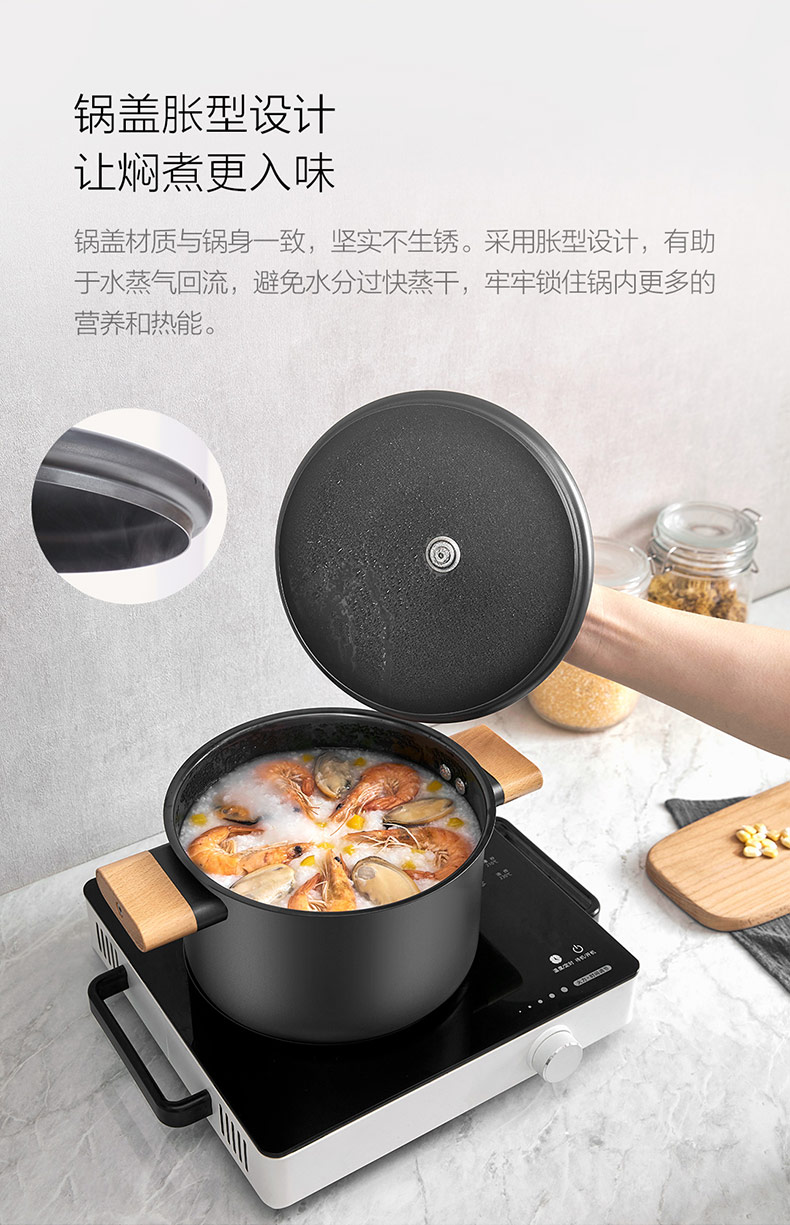 圈厨汤锅不粘锅家用高汤炖锅拉面锅电磁炉闷烧煮锅油炸锅cmtc01小米
