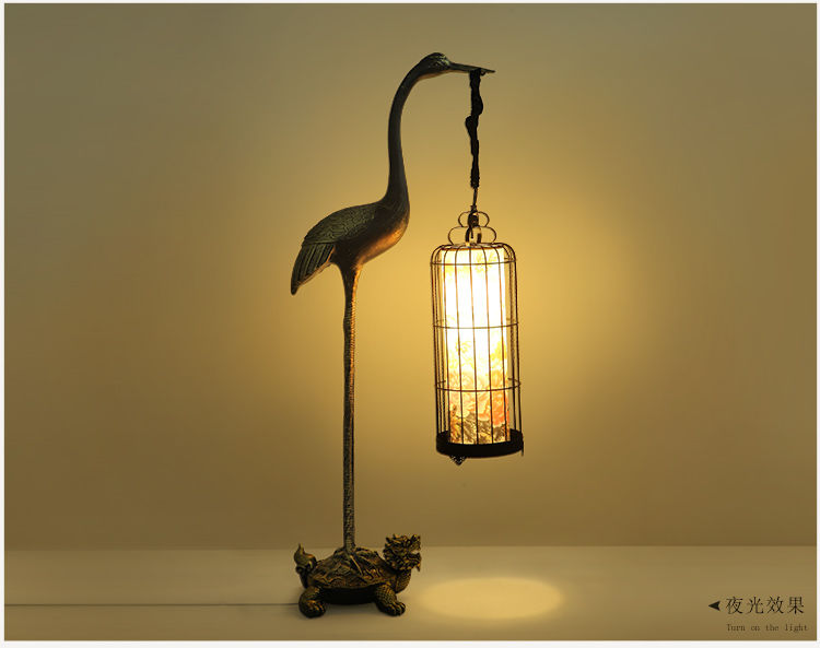 新款创意中式落地灯铁艺龟鹤延年鸟笼灯酒店茶楼客厅落地灯饰7034