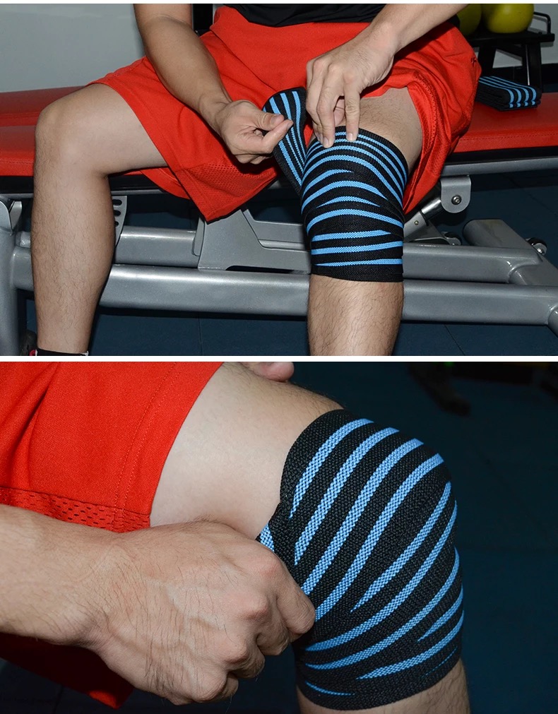 深蹲护膝男膝盖绑腿带缠绕式弹力绷带力量举运动装备健身举重护具