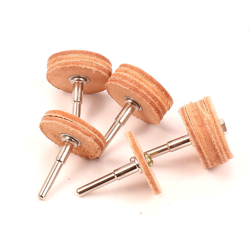 《带柄牛皮抛光轮 玉雕抛光工具 玉石打磨抛光轮子镜面挂瓷牛皮磨头