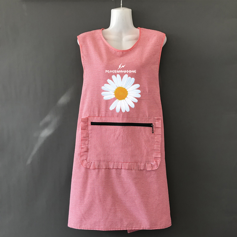 薄款透气棉布纯棉围裙坎肩女时尚家用厨房做饭工作服定制大人围腰