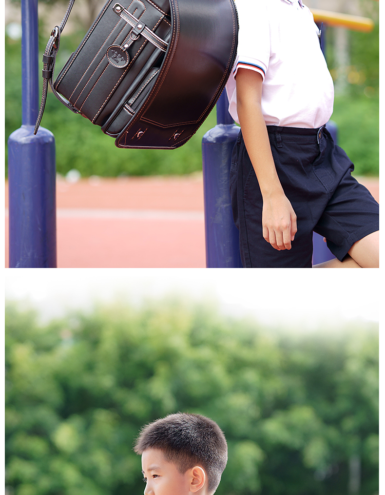 日本ikedaya池田屋小学生儿童护脊书包进口纤维防水天深蓝色