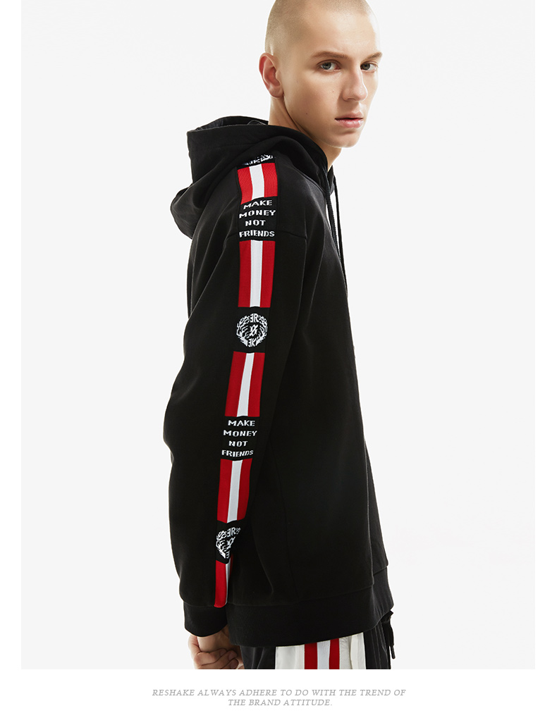 马克华菲潮牌reshake华菲型格男装2019秋季新款抽绳连帽套头卫衣外套