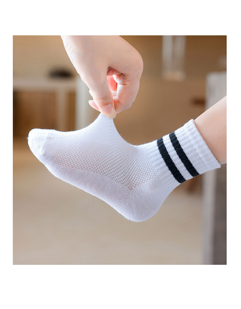 乐卉 儿童袜子白色网眼透气夏季薄款学生袜春秋男童女童宝宝中筒袜