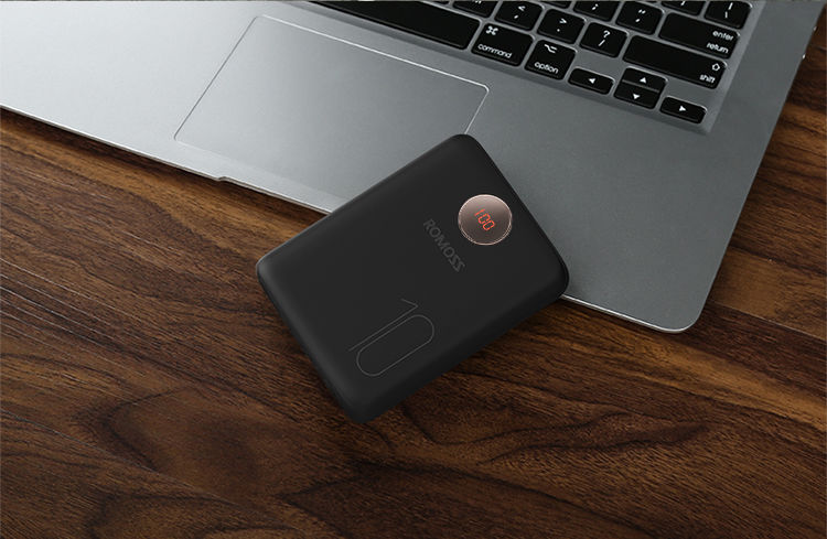 罗马仕10000毫安时小巧迷你数显充电宝可爱创意移动电源便携旅行黑色