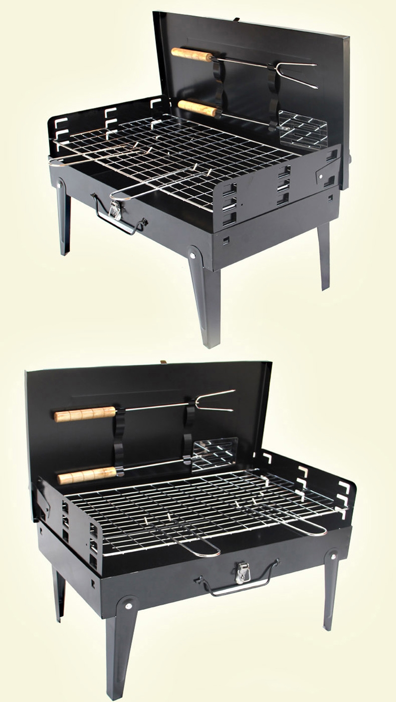 架户外便携烧烤炉古达家用木炭烤肉串架子折叠式烧烤架10件套单个烤炉