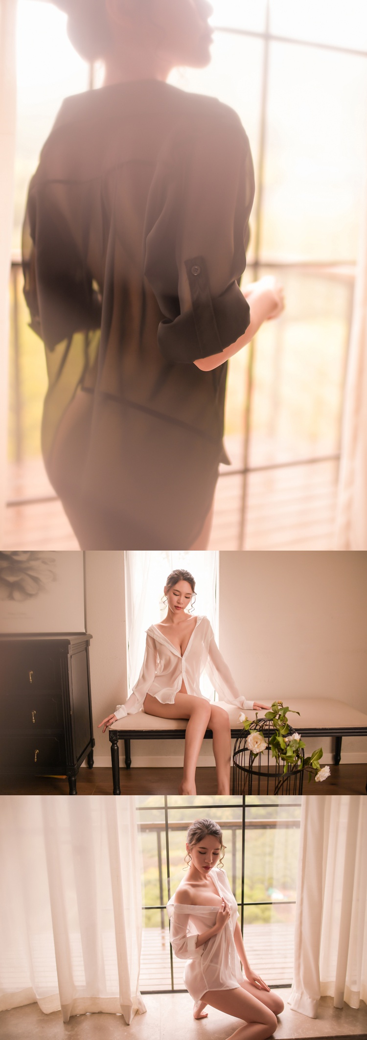 suntek情趣内衣小胸性感透明白衬衫睡衣套装骚挑逗调情开档免脱透视