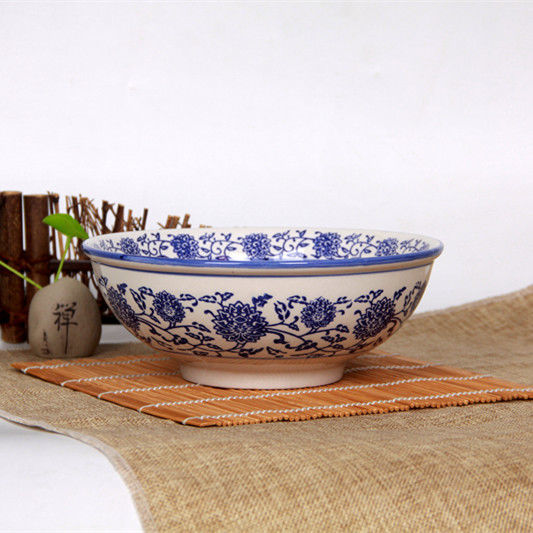 陶瓷大号青花面碗家用商用加厚不烫手兰州牛肉拉面碗汤面碗青花6英寸