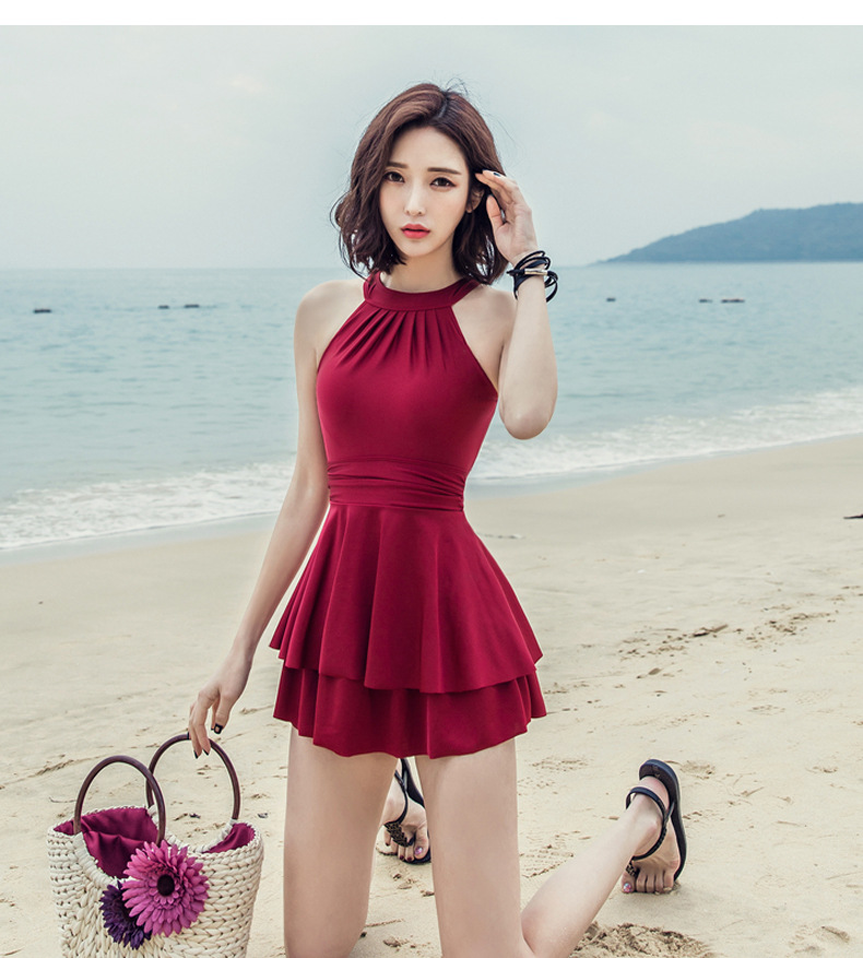 新丽雅女士泳衣 新丽雅 女士连体泳衣女泡温泉性感保守新款游泳衣韩版