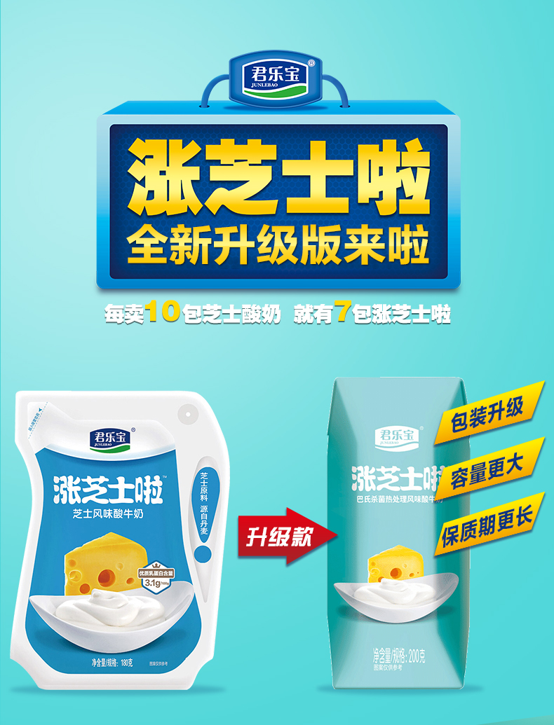 君乐宝涨芝士常温酸奶200g12盒
