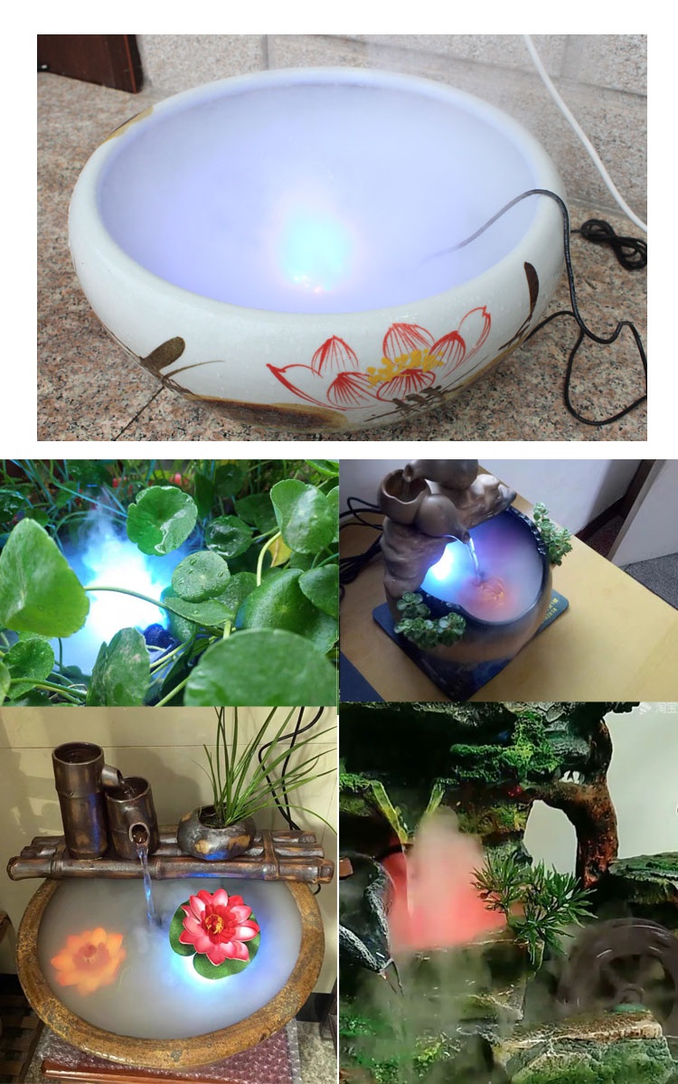 假山加湿器造雾家用摆件养鱼缸小型雾化头烟雾器盆景流水循环起雾艺呈