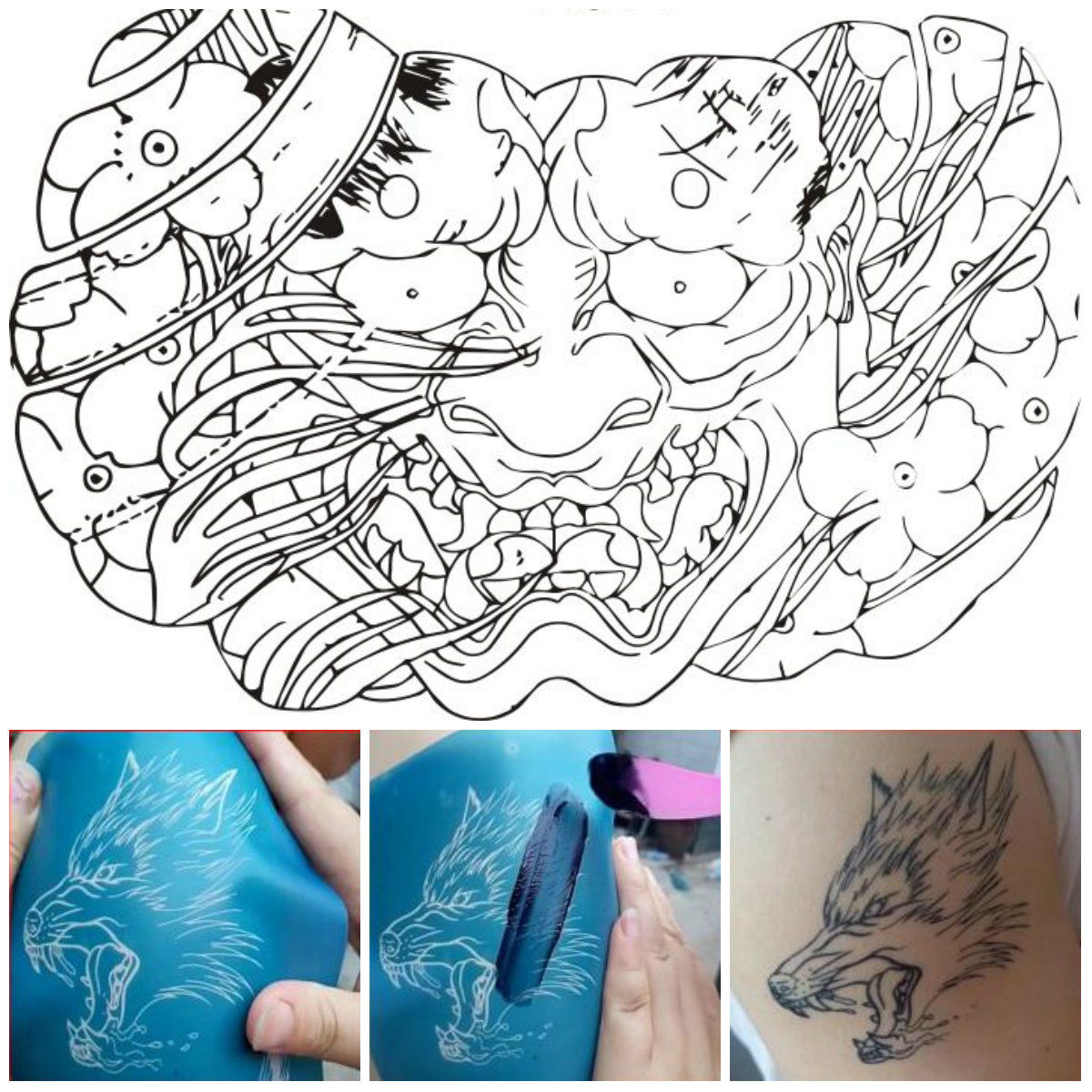 过肩龙纹身贴模板可重复男女防水持久仿真刺青花胸全半臂花臂果汁 半