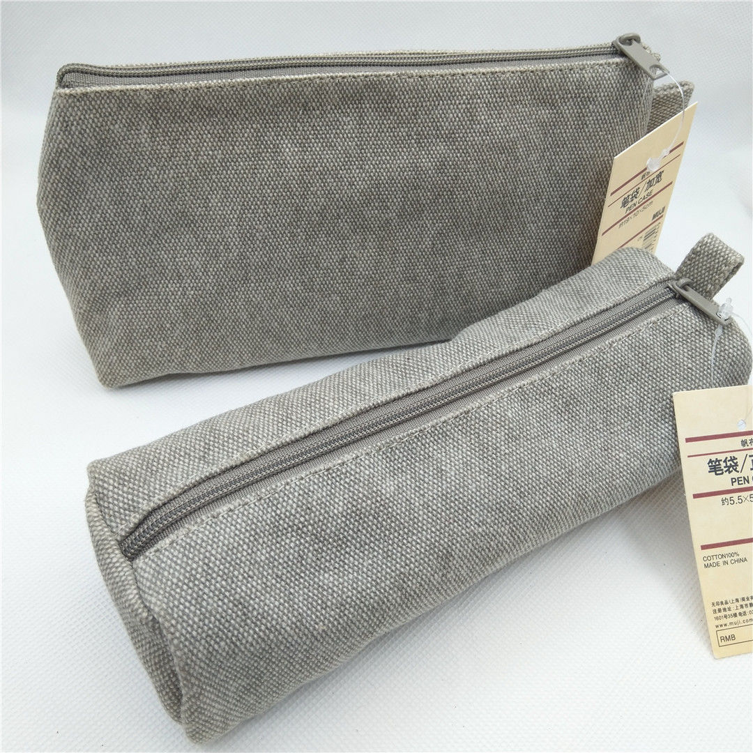 muji日本无印良品文具丹尼牛仔笔袋帆布学生收纳袋大容量方形船型牛仔