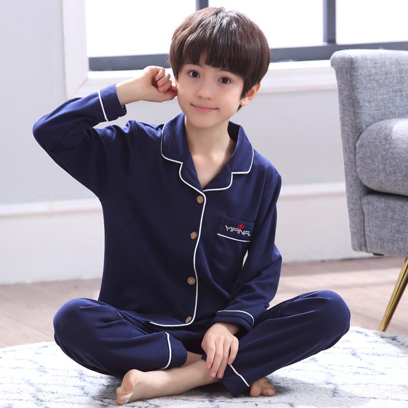 超级新品 中大童睡衣男春秋季纯棉长袖青少年全棉12初中学生15岁家居