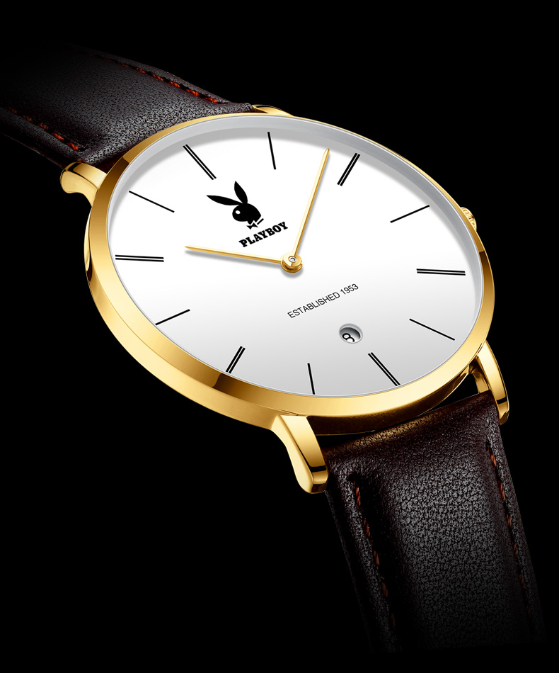 美国正品花花公子手表男石英表十大品牌超薄运动防水正品时尚名表