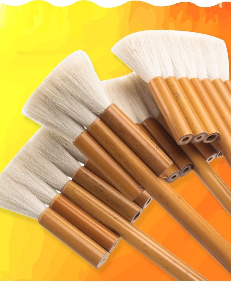 《羊毛连排笔水彩排刷 国画毛笔美术绘画刷子画笔刷板刷软毛底纹刷 3