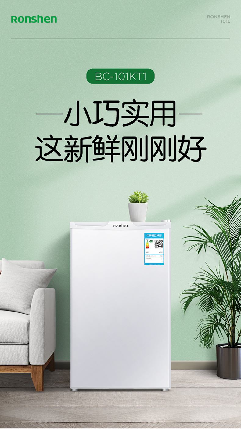 容声ronshen101升单门小冰箱小型迷你家用节能学生宿舍bc101kt1