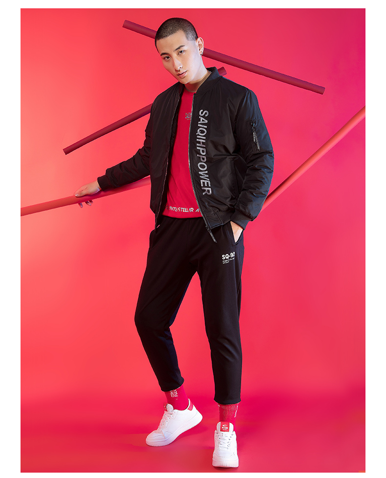 赛琪冬季锦纶衣男士韩版潮流立领加厚外套学生服运动棉衣男装