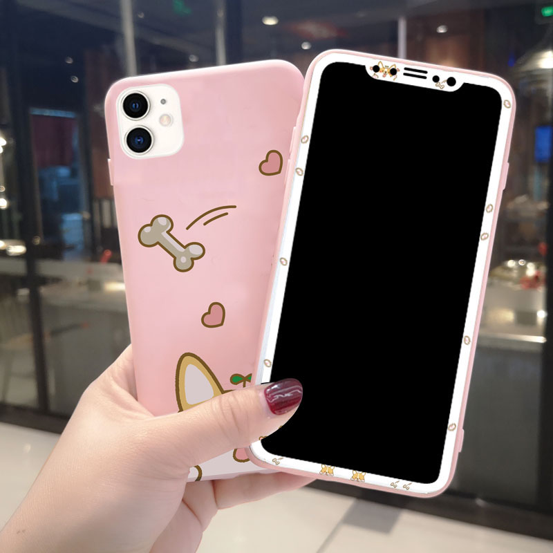 iphone11手机壳苹果11pro彩膜苹果11硅胶全包新款11promax钢化膜套装