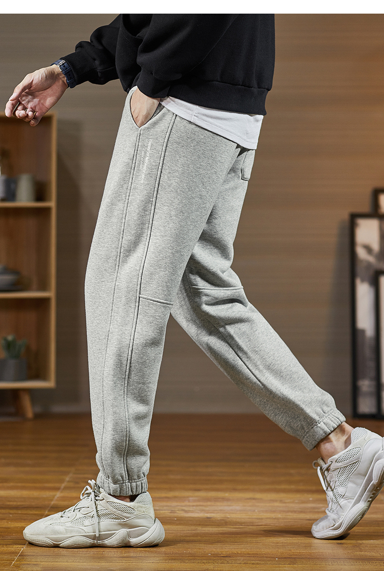 唐狮2020秋新款运动裤男宽松卫裤男束脚薄款休闲裤男灰色运动长裤