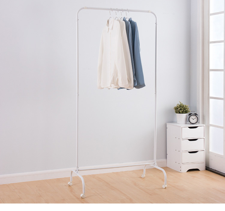 三维工匠晾衣架落地简易晾衣杆室内卧室单杆式衣帽架移动挂衣架子