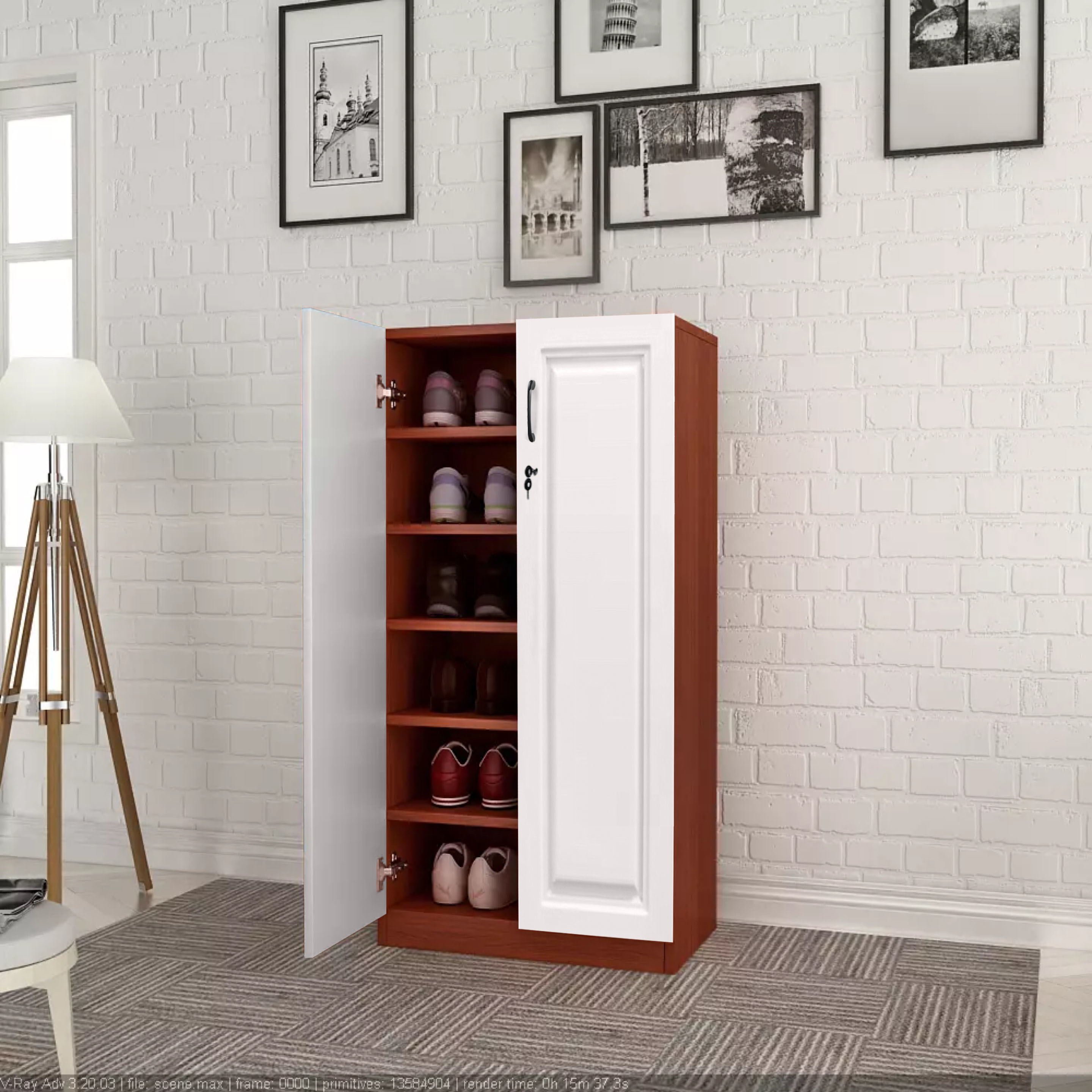 带锁鞋柜外柜 多层储物柜现代简约室外闪电客多层大容量防盗木质鞋柜