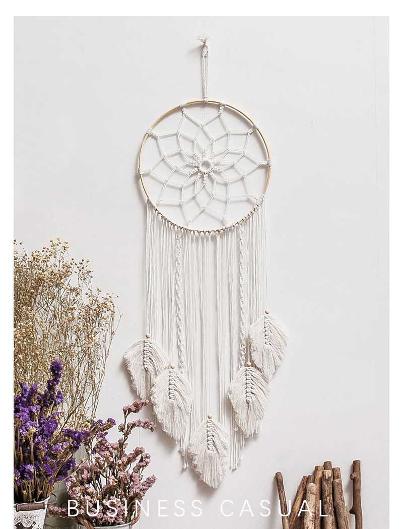 手工编织捕梦网棉绳挂毯民宿房间室内装饰玄关床头背景布置壁挂饰简约