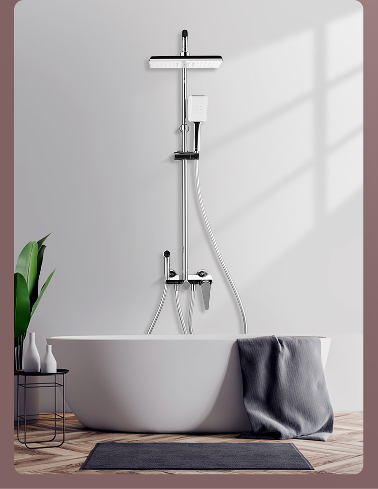 arrow箭牌花洒卫生间家用方形带喷枪多功能全铜增压淋浴器套装