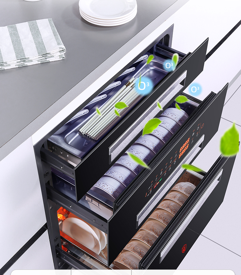 万茵wanyin消毒柜嵌入式家用大容量三层三抽120升l碗筷柜镶嵌式立式16